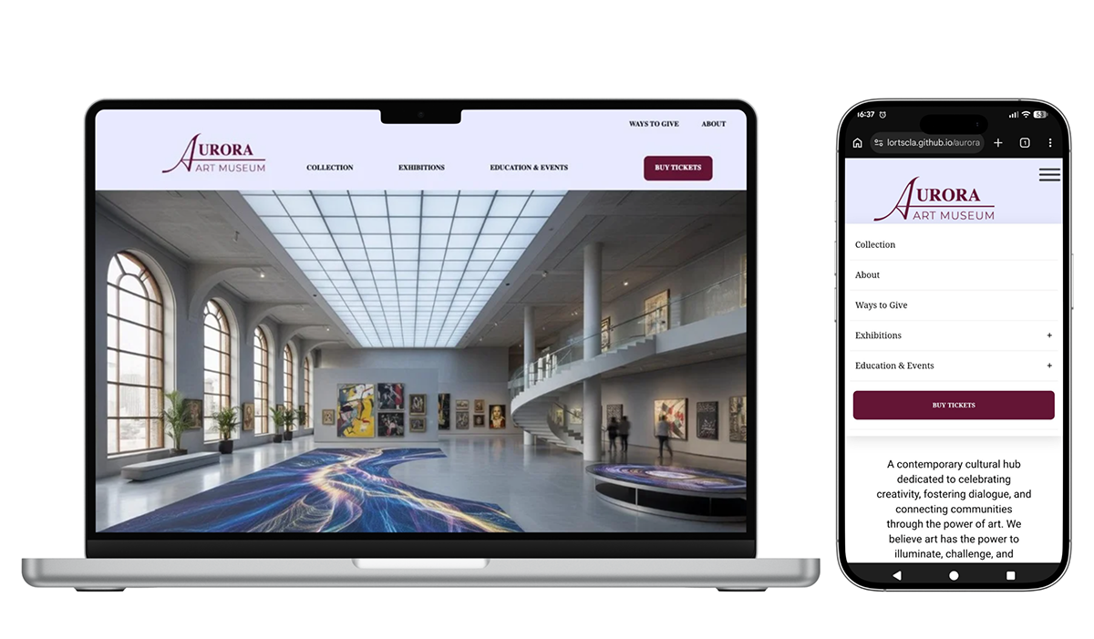 Aurora Art Museum laptop mockup