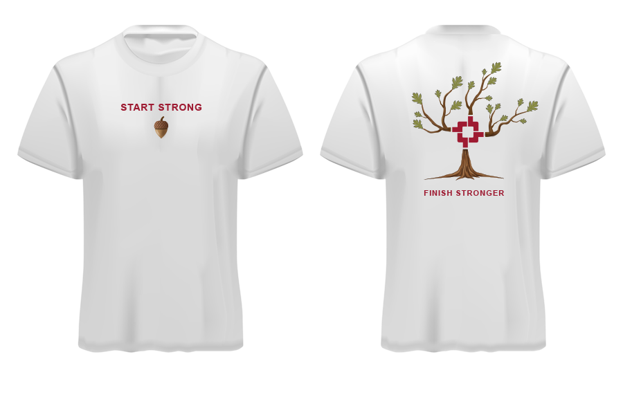 T-shirt front with tree graphic