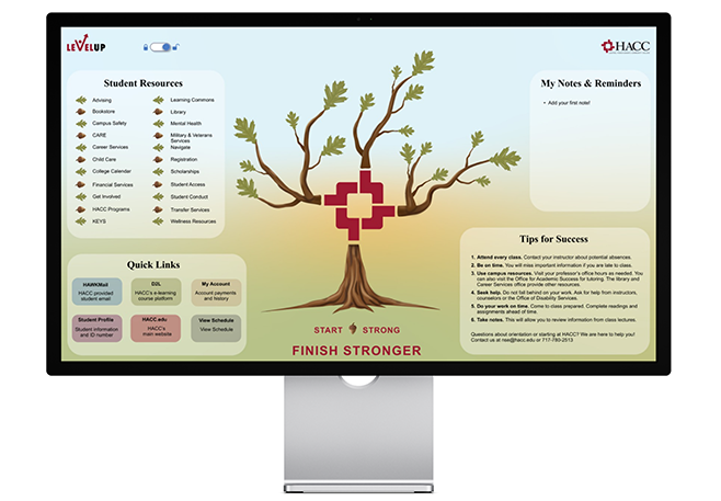 Computer desktop background with interactive elements
