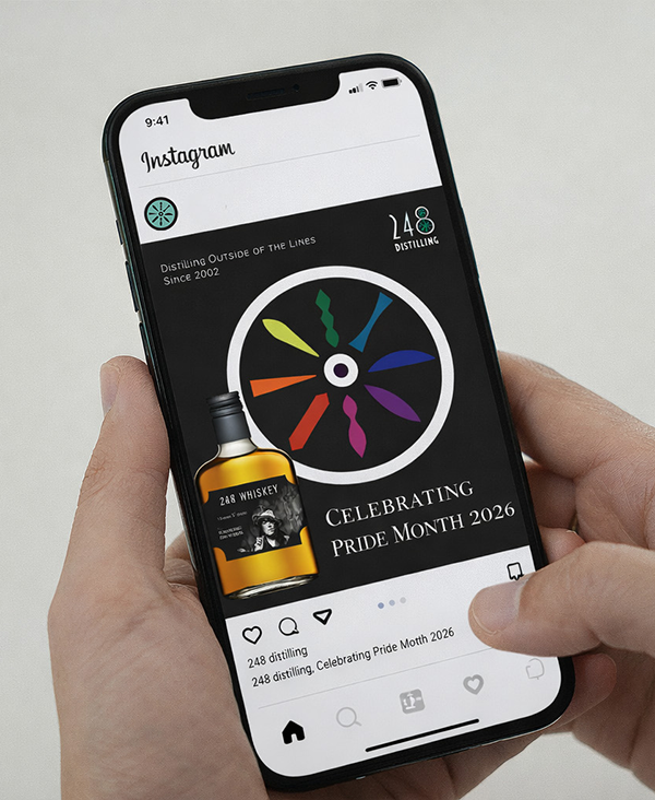 Phone showing 248 Distilling Instagram placeholder